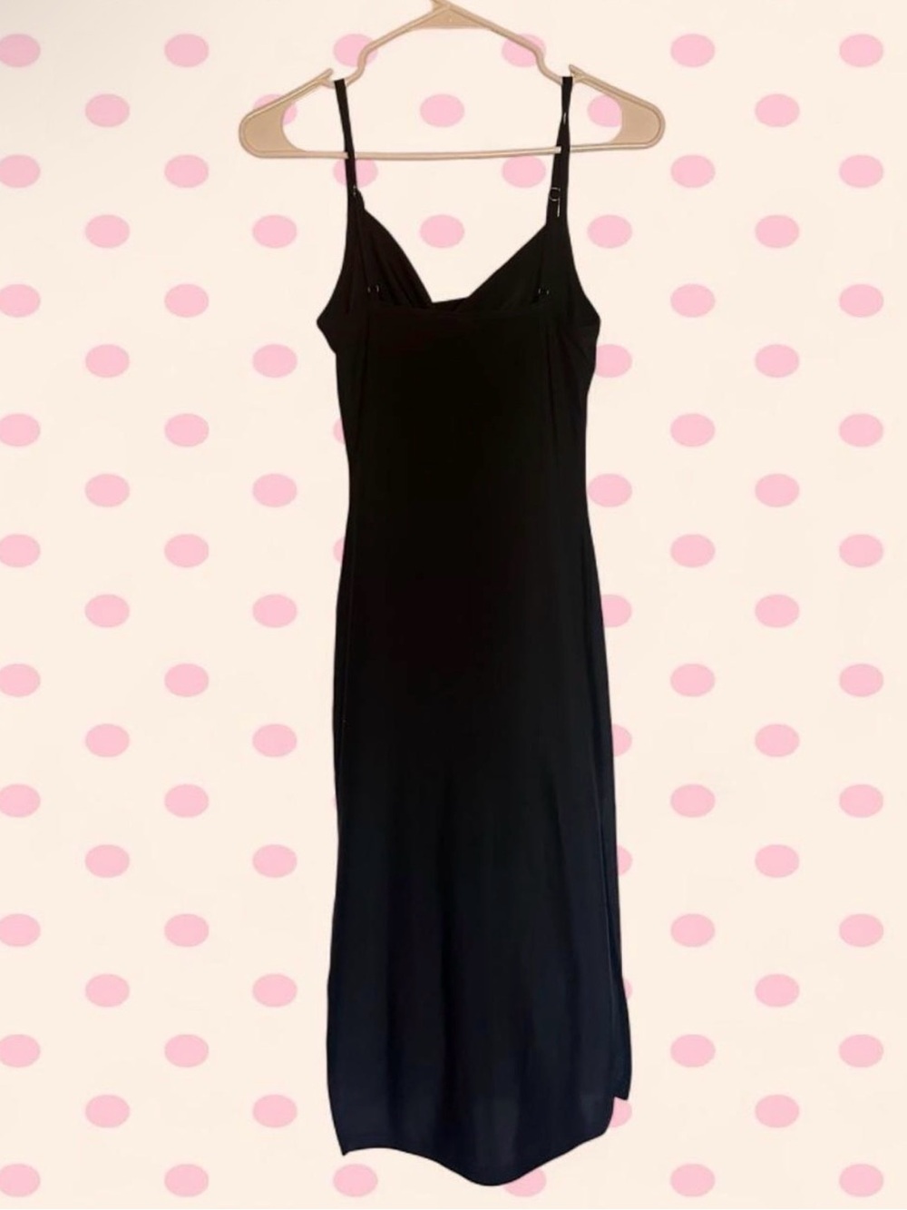SHEIN Black Slip Dress with Adjustable Spaghetti Straps